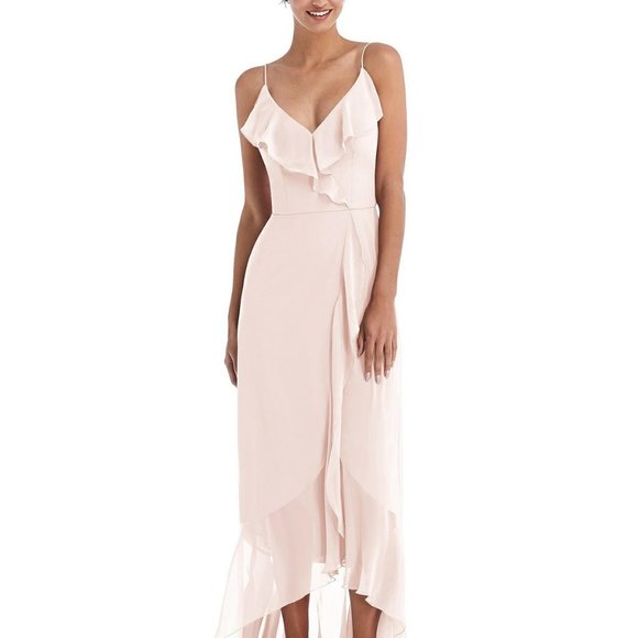 Ruffle-Trimmed V-Neck High Low Wrap Dress...TH040...Blush Garden...Size 12..NWT - Picture 3 of 6